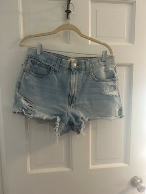 Madewell Light Blue Distressed Denim Cutoff Shorts